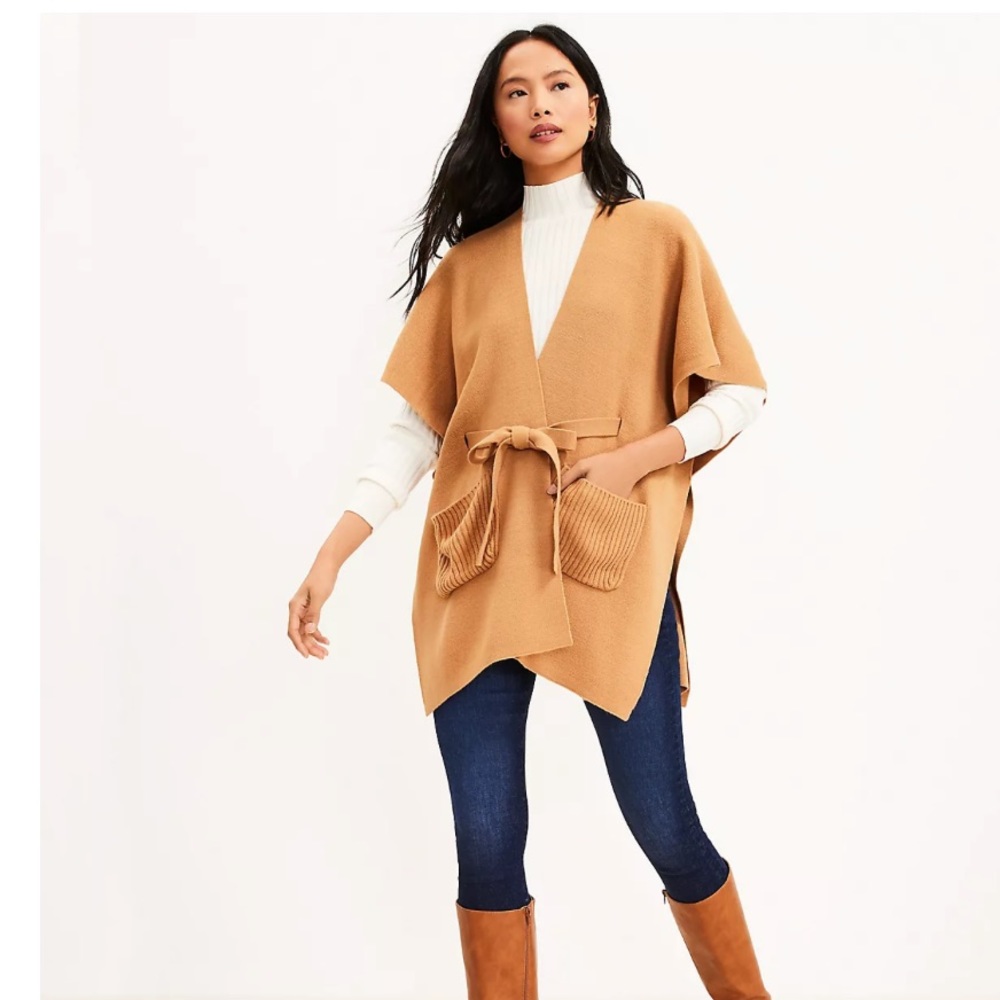 New Loft Ribbed Belted Pocket Wrap